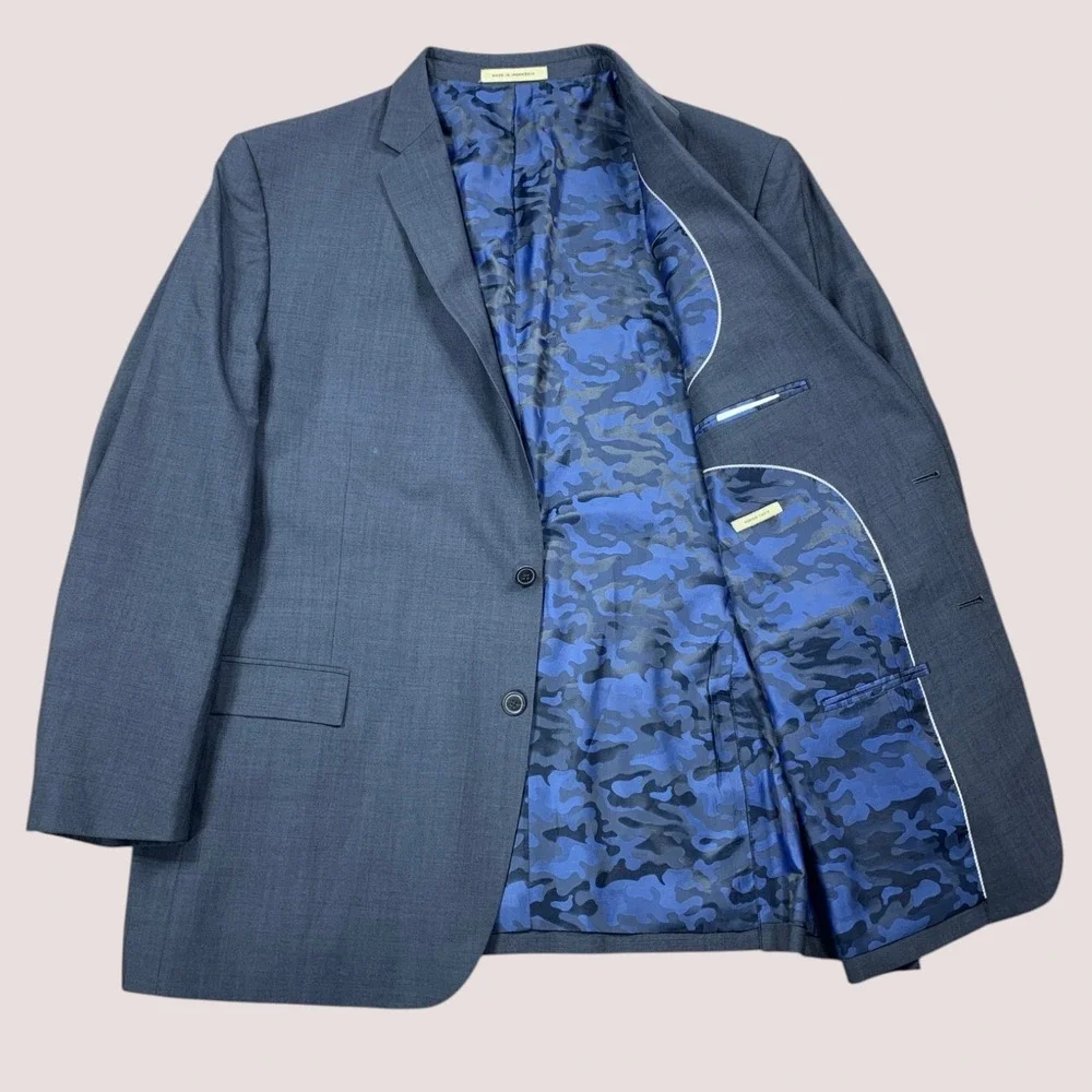 Joseph Abboud JOE Sport Coat Blazer 50L Blue Super 120s Wool Slim Fit 2 Button